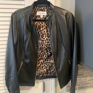 Calvin Klein Faux Leather Cheetah Jacket Size Medium NWT!
